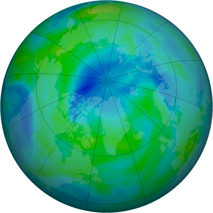Arctic ozone map for 08 October 1996